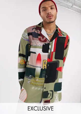 Oversized-рубашка с отложным воротником и принтом логотипа Reclaimed Vintage-Мульти