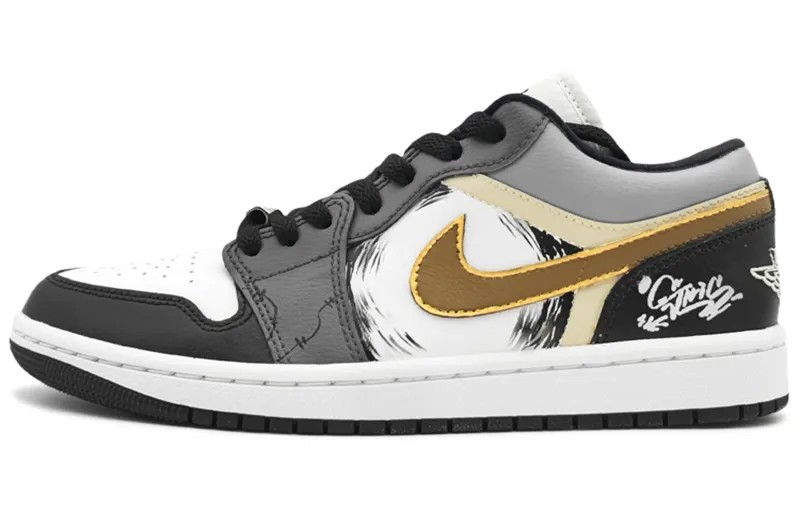 Кроссовки Air Jordan 1 Vintage Basketball Shoes Women's Low-top Black/gold, золотой