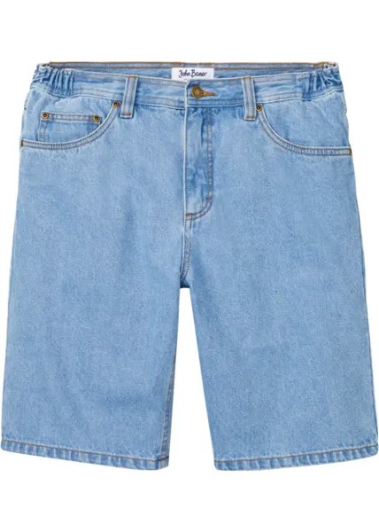 Джинсы-шорты с боковой резинкой на поясе classic fit John Baner Jeanswear, голубой