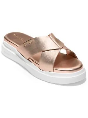 COLE HAAN Womens Gold Grandpro Crisscross Platform Slip On Sandals 5 B