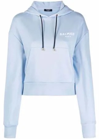 Balmain укороченное худи с логотипом
