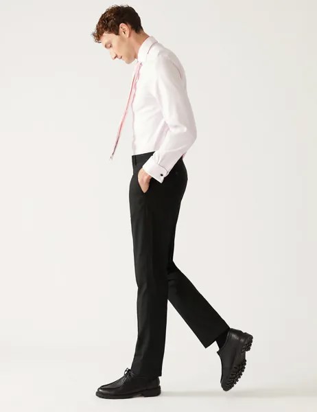 Эластичные костюмные брюки стандартного кроя Marks & Spencer, черный