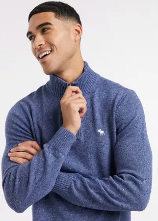 Темно-синий трикотажный джемпер с молнией Abercrombie & Fitch