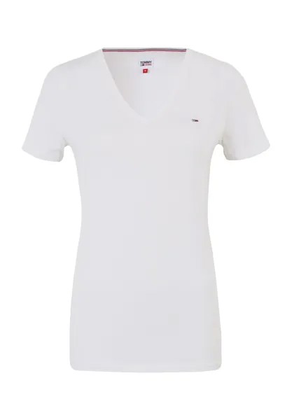 Футболка TJW, стрейч, V-образный вырез, женская TOMMY Jeans, цвет Ybr White