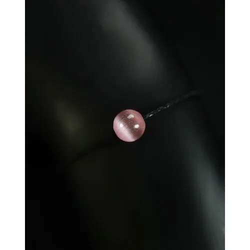 Браслет Grow Up Браслет Кошачий глаз - имитированный камень, цвет розовый, 8 мм, на черном шнурке - привлекает любовь и счастье, искусственный камень