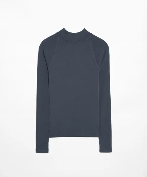 Футболка с длинным рукавом Oysho Long Sleeved Cotton And Modal, темно-серый