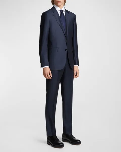 Мужской костюм в тональную клетку из шерсти и шелка ZEGNA