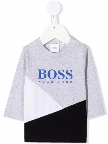 BOSS Kidswear футболка в стиле колор-блок с логотипом