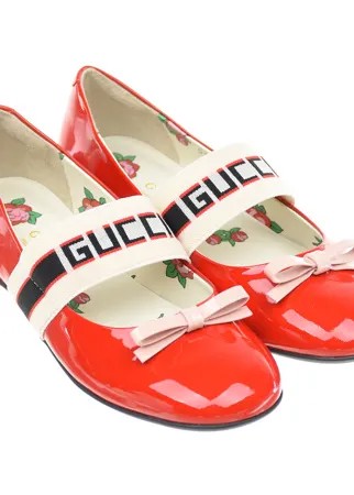 Красные лакированные туфли с бантом GUCCI