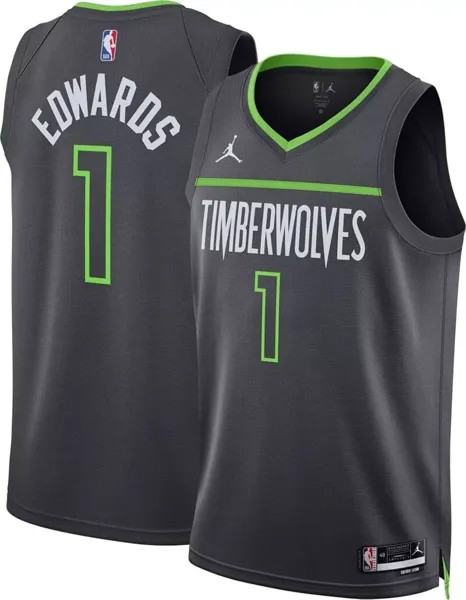 Мужская серая майка Jordan Minnesota Timberwolves Anthony Edwards #1 Dri-FIT Swingman