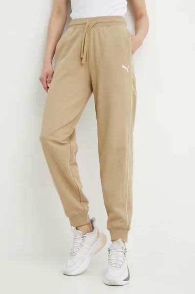 Хлопковые спортивные штаны Puma, бежевый