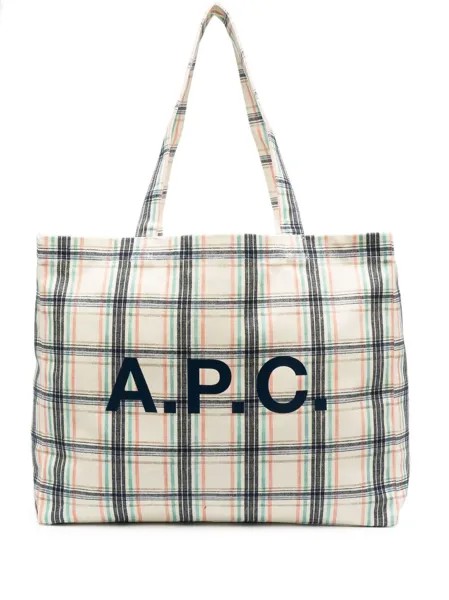 A.P.C. клетчатая сумка-тоут с логотипом