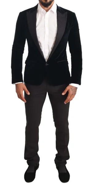 Костюм DOLCE - GABBANA, синий бархатный хлопок, приталенный крой для курящих, EU46/US36/S, рекомендованная розничная цена 3500 долларов США.