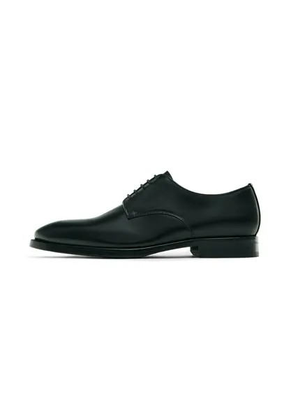 Деловые туфли на шнуровке DERBY Massimo Dutti, цвет black