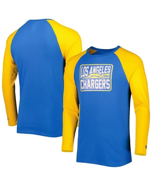 Мужская пудровая синяя футболка с длинным рукавом los angeles chargers current raglan New Era, синий