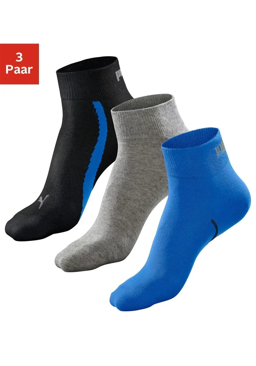 Спортивные носки PUMA (3 шт.) с коротким голенищем в рубчик, синий