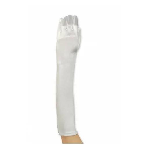 Белые атласные перчатки (48 см) (16763)