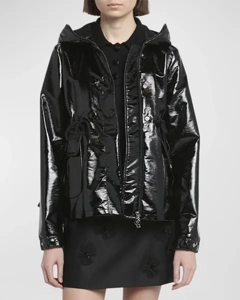 Глянцевая фактурная куртка Agnou Moncler, цвет Black