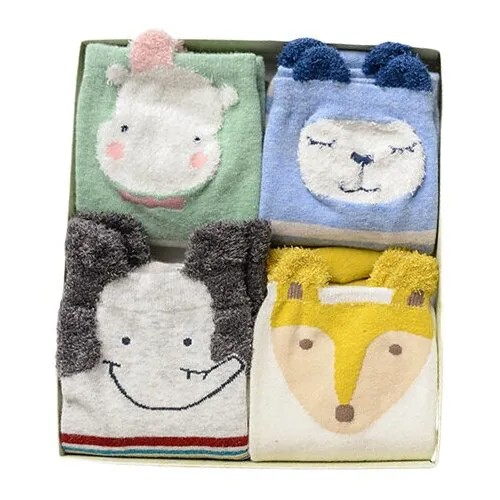 Носки Caramella Лисичка и друзья, 4 пары, размер 22-25, разноцветный