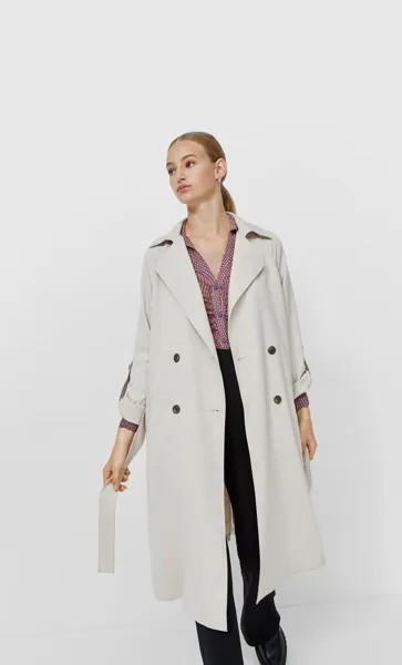 Stradivarius Длинный Тренч Из Струящейся Ткани Multicolor L