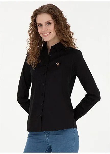 Черная женская рубашка с рубашечным воротником узкого кроя CRISCOLOR024Y U.S. Polo Assn., черный
