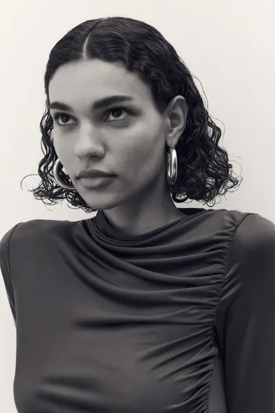 Платье из джерси с драпировкой H&M, серый