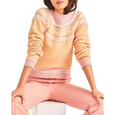 LoveShackFancy Womens Crawley Orange Knit Sweater Crewneck Sweater S BHFO 7978