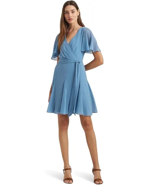 Платье LAUREN Ralph Lauren Crinkle Georgette Surplice, цвет Pale Azure