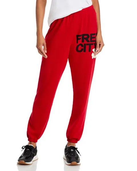 Хлопковые спортивные штаны с логотипом FREE CITY цвета Artyard Red Cream FREECITY, цвет Red