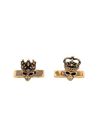 Alexander McQueen запонки с деталью в форме черепа 'Queen & King'