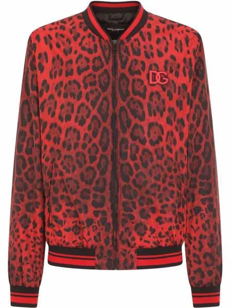 Dolce & Gabbana бомбер с леопардовым принтом