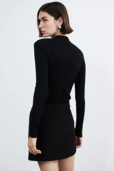 Блуза с низким воротником-поло H&M, черный