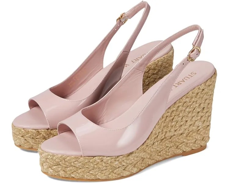 Туфли Stuart Weitzman Island Peep-Toe Espadrille Wedge, цвет Ballet/Natural