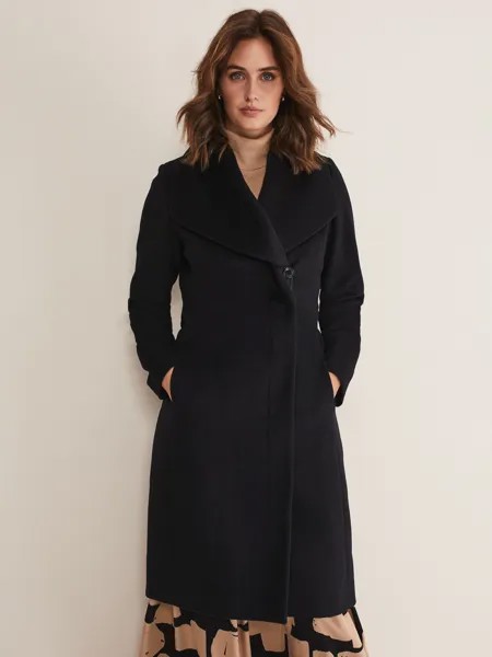 Пальто из смесовой шерсти с поясом Phase Eight Nicci, черный