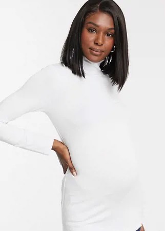 Белый лонгслив с высоким воротником ASOS DESIGN Maternity