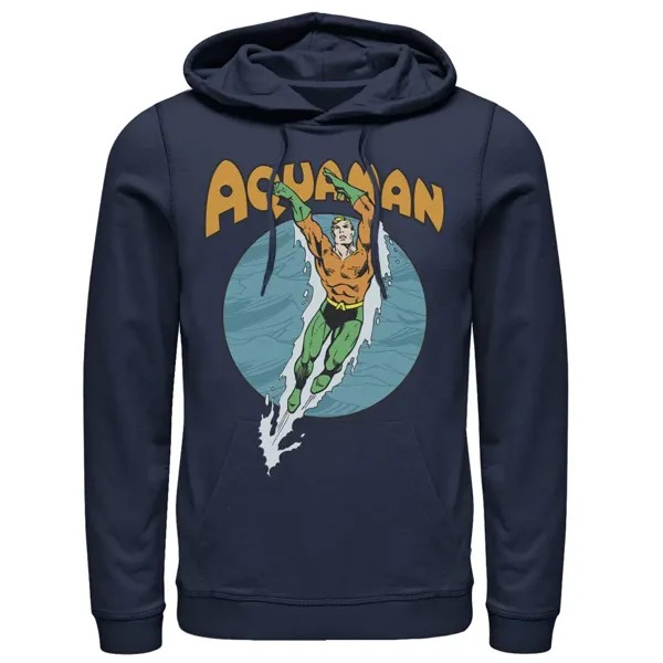 Мужская толстовка для плавания и танцев с Акваменом из комиксов  DC Comics, синий