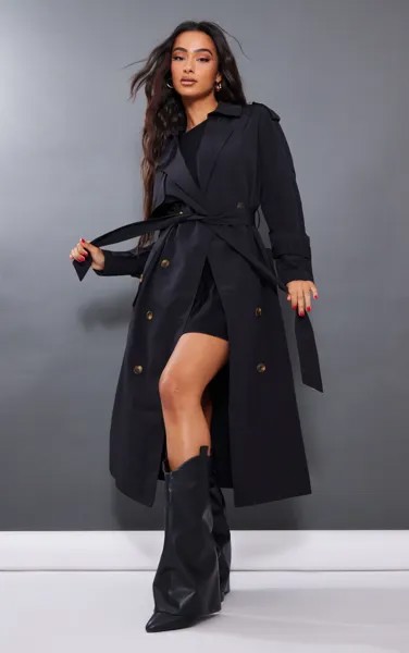 PrettyLittleThing Миниатюрный черный объемный тренч