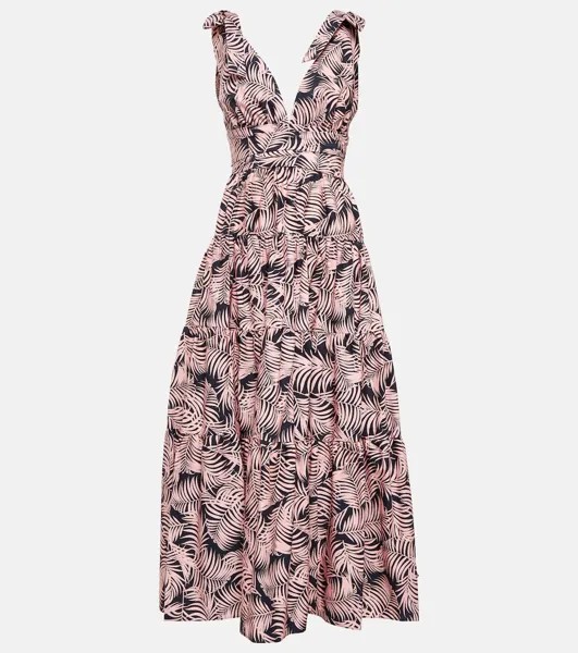 Ярусное платье миди из смесового хлопка CAROLINA HERRERA, розовый