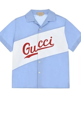 Голубая рубашка с логотипом GUCCI