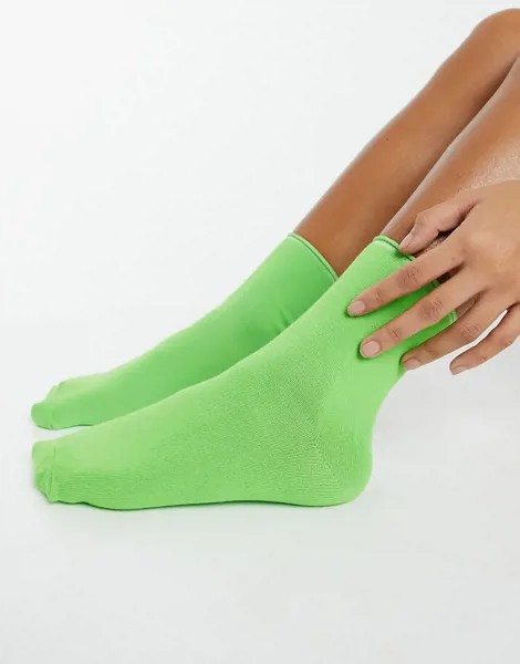 Зеленые носки до щиколотки с отворотом ASOS DESIGN-Зеленый