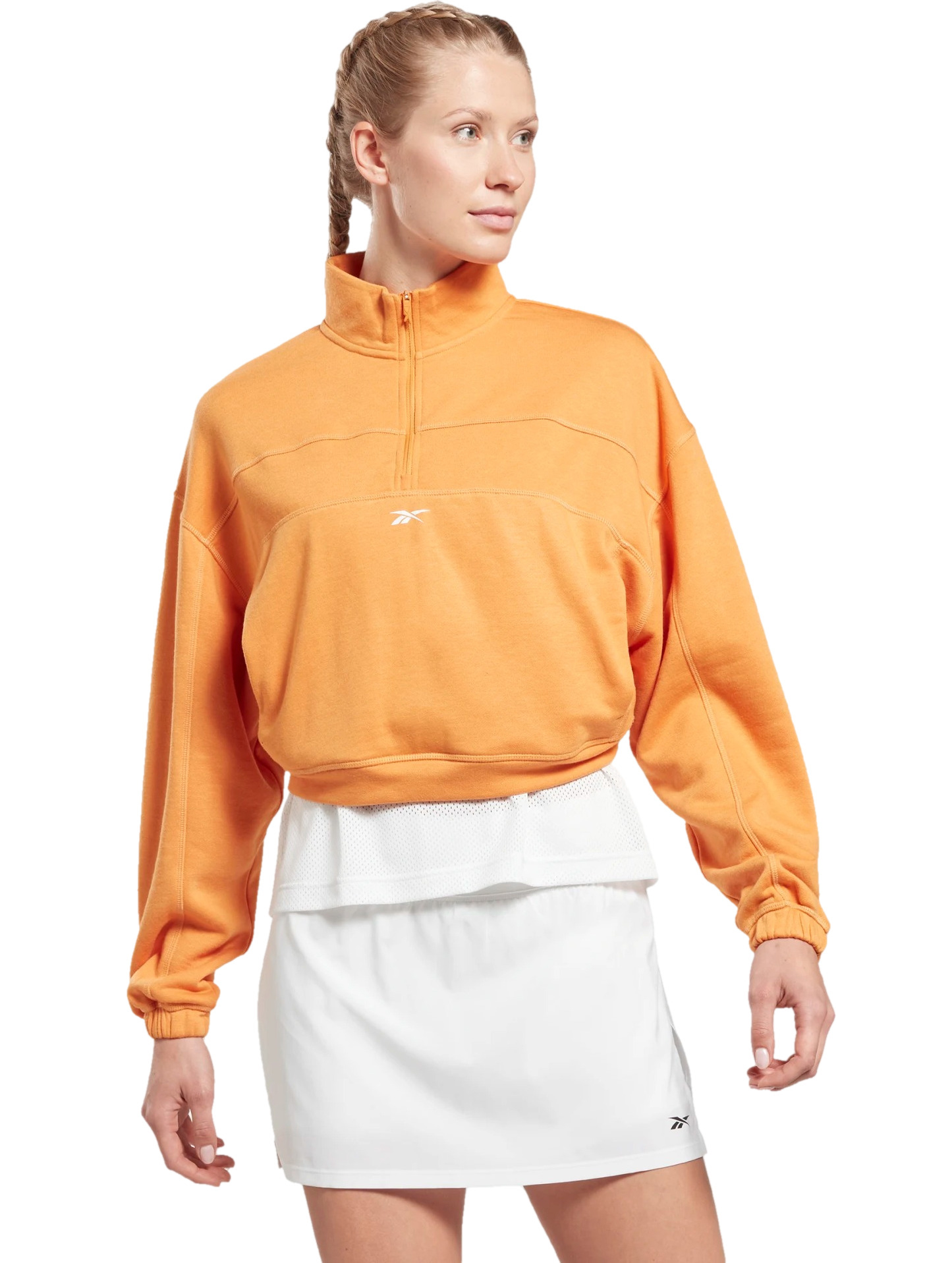 Свитшот женский Reebok Wor Knit 1/4 Zip оранжевый 2XS