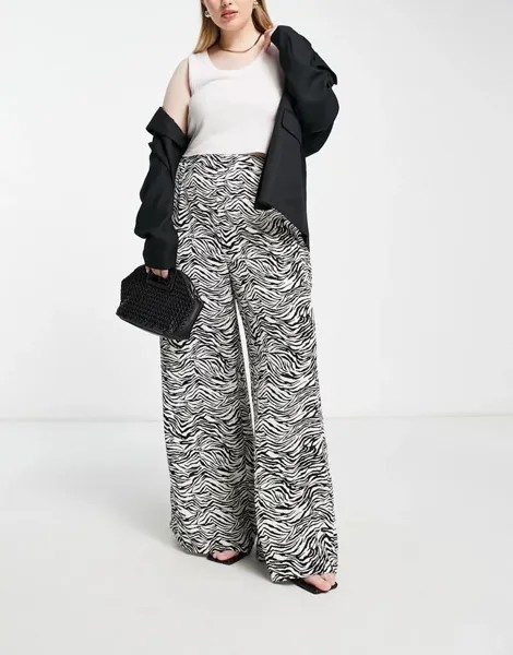 Эксклюзивные широкие брюки с принтом зебры In The Style x Yasmin Devonport