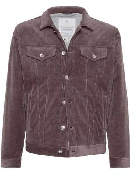 Brunello Cucinelli утепленная куртка-рубашка из вельвета, красный