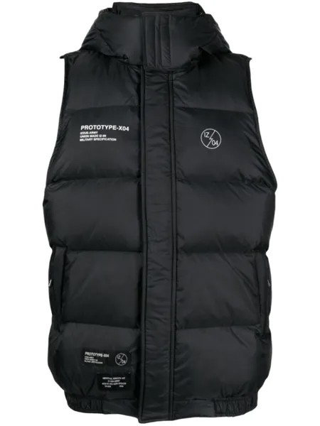 Izzue detachable-hood quilted down gilet, черный