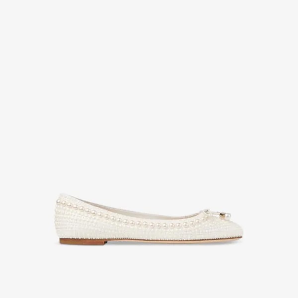 Атласные балетки Elme с бантом Jimmy Choo, белый