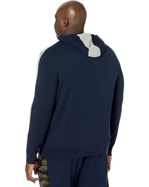 Худи Nautica Big & Tall Color-Block Ribbed Pullover Hoodie, темно-синий