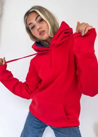 Худи красного цвета с воротом-трубой и короткой молнией Tommy Jeans-Красный