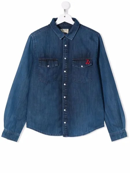 Zadig & Voltaire Kids джинсовая рубашка с вышитым логотипом