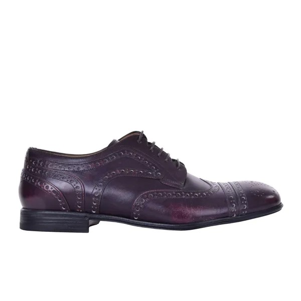 DOLCE - GABBANA Туфли дерби броги Wingtip Leather Mat Purple 41 US 8 08038