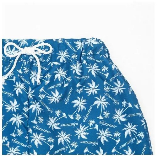 Плавки-шорты для мальчика, цвет тёмно-синий/пальмы, рост 134 см